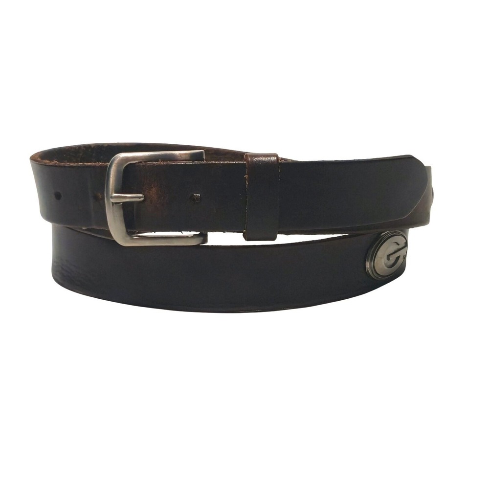 Zep-Pro Georgia Bulldogs UGA Leather Concho Belt Mens 44 Brown Silver G Logo
